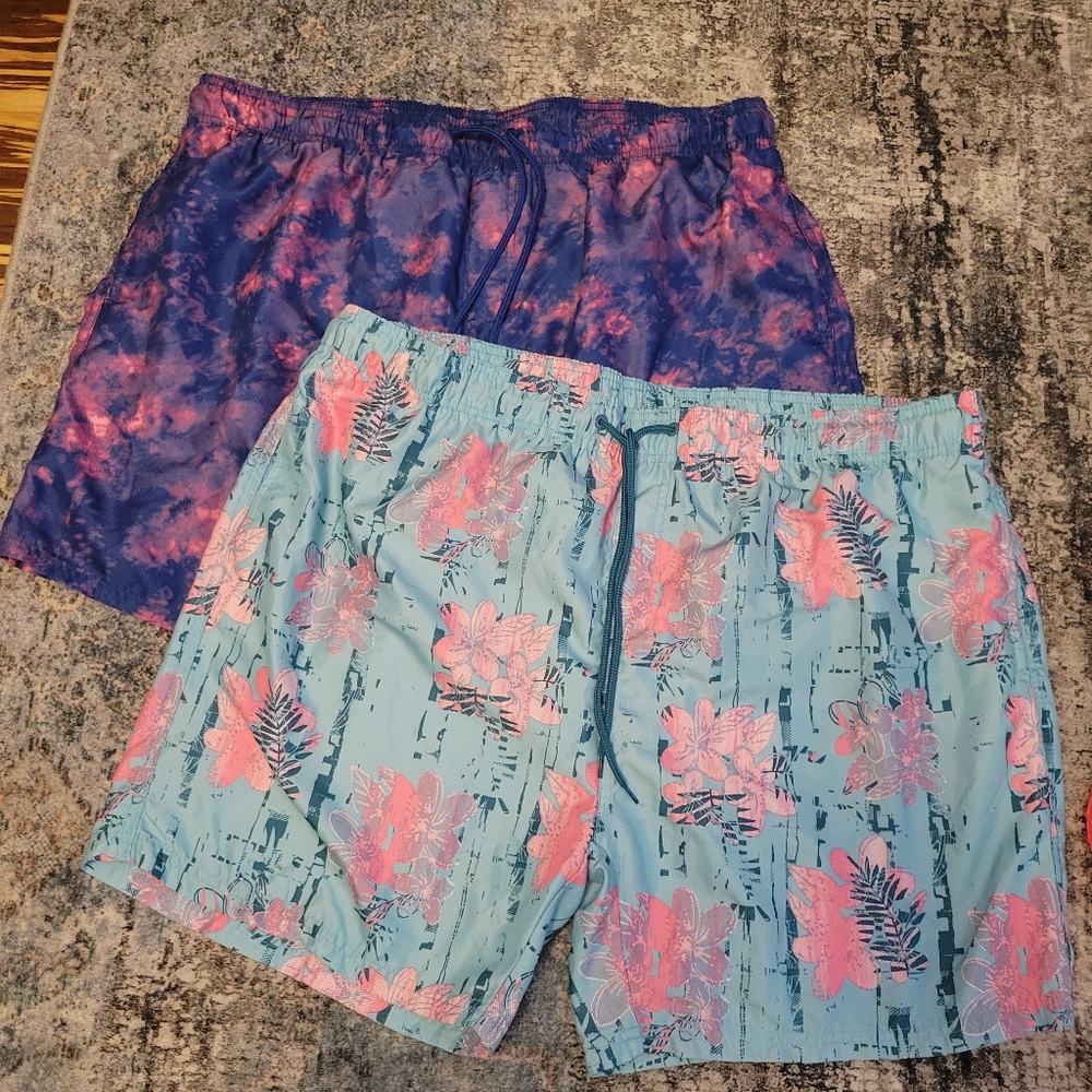 Burnside Colorful Floral and Tie-Dye Swim Shorts Size XXL
